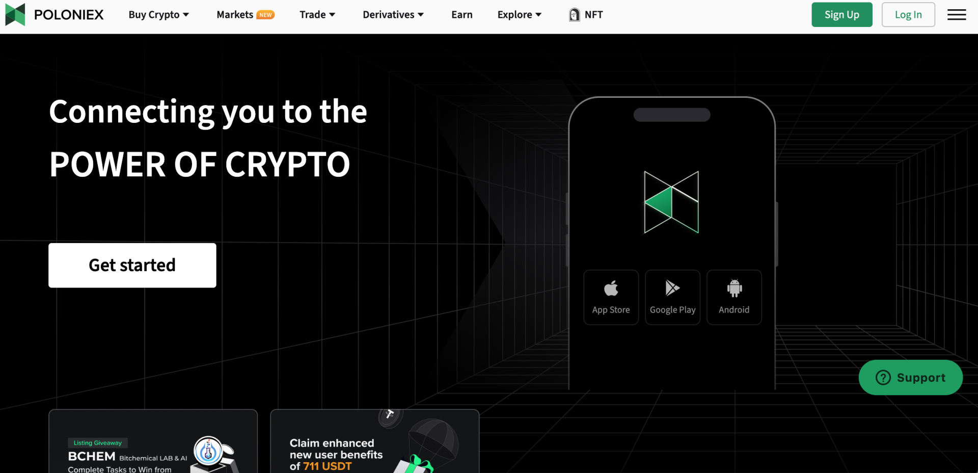 Poloniex exchange homepage